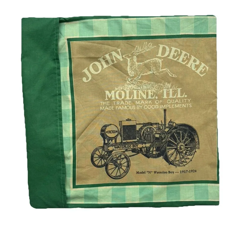 Two Handmade Vtg John Deere Decorative Throw Pillow Covers Double Sided 15x15
